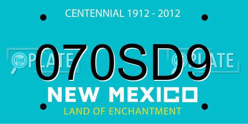 070SD9 New Mexico License Plate