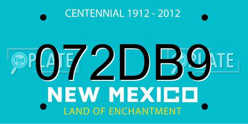 072DB9 New Mexico License Plate