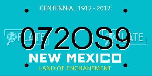 072OS9 New Mexico License Plate