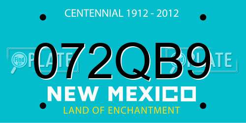 072QB9 New Mexico License Plate