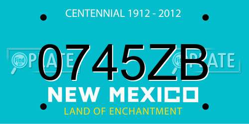 0745ZB New Mexico License Plate