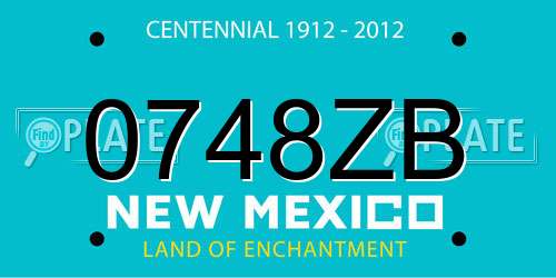 0748ZB New Mexico License Plate