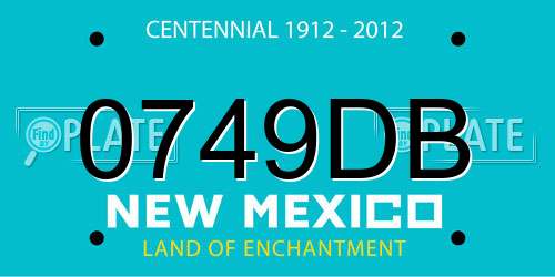 0749DB New Mexico License Plate