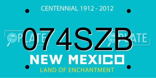 074SZB New Mexico License Plate