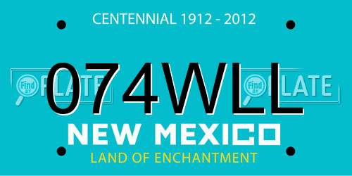 074WLL New Mexico License Plate