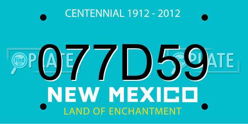 077D59 New Mexico License Plate