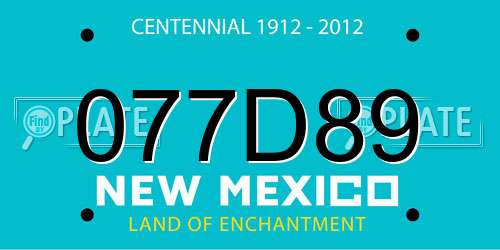 077D89 New Mexico License Plate