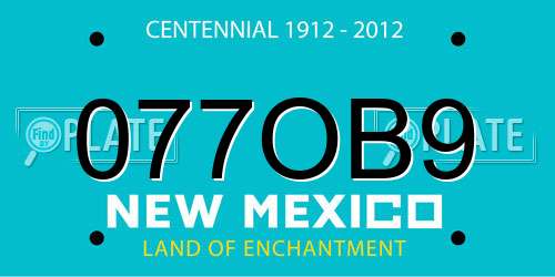 077OB9 New Mexico License Plate