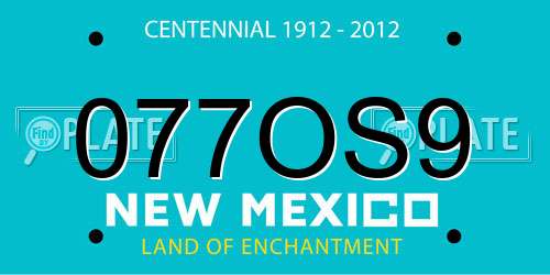 077OS9 New Mexico License Plate
