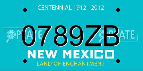 0789ZB New Mexico License Plate