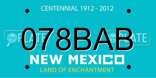 078BAB New Mexico License Plate