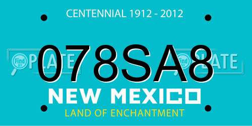 078SA8 New Mexico License Plate