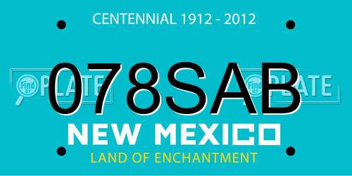 078SAB New Mexico License Plate