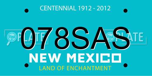 078SAS New Mexico License Plate
