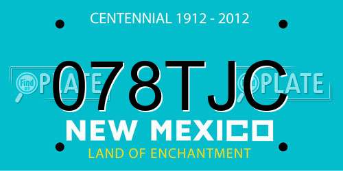 078TJC New Mexico License Plate