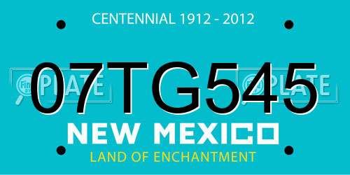 07TG545 New Mexico License Plate