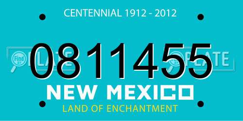 0811455 New Mexico License Plate