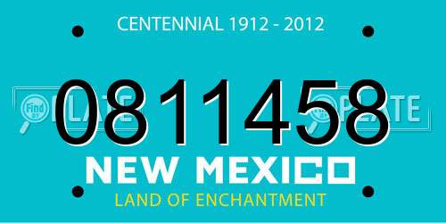 0811458 New Mexico License Plate