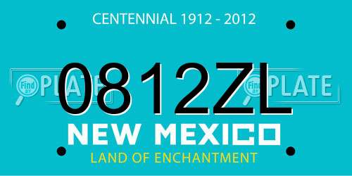 0812ZL New Mexico License Plate