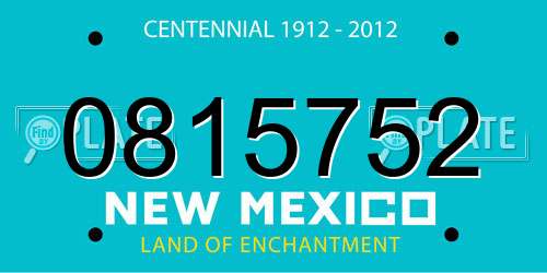 0815752 New Mexico License Plate