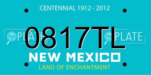 0817TL New Mexico License Plate