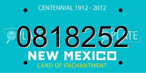 0818252 New Mexico License Plate