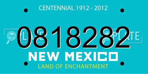 0818282 New Mexico License Plate