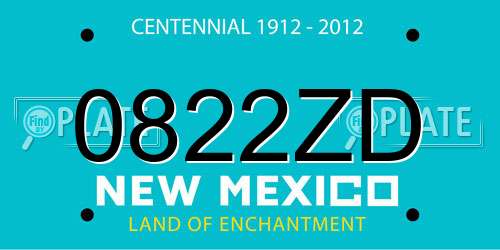 0822ZD New Mexico License Plate