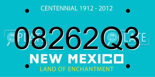 08262Q3 New Mexico License Plate