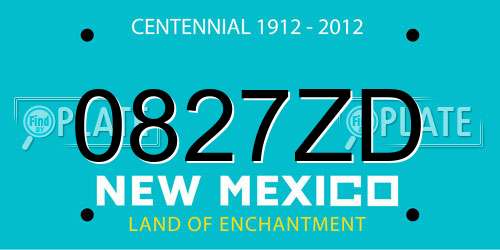 0827ZD New Mexico License Plate