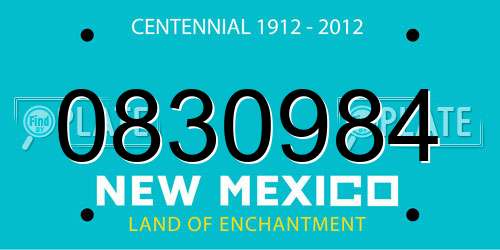 0830984 New Mexico License Plate