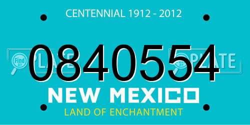 0840554 New Mexico License Plate