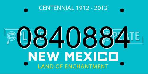 0840884 New Mexico License Plate