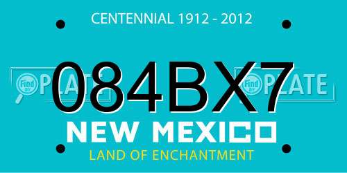 084BX7 New Mexico License Plate