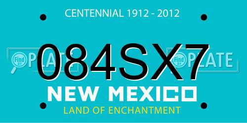 084SX7 New Mexico License Plate