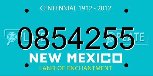 0854255 New Mexico License Plate