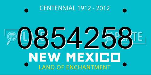 0854258 New Mexico License Plate