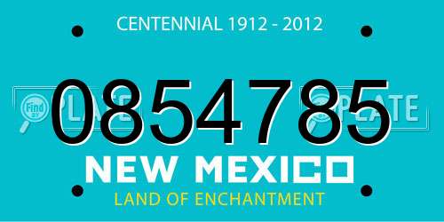 0854785 New Mexico License Plate