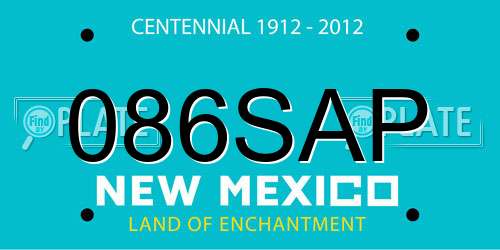 086SAP New Mexico License Plate
