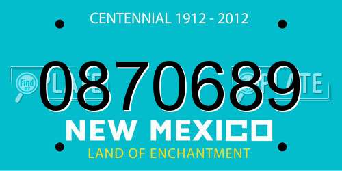 0870689 New Mexico License Plate