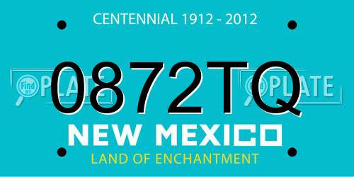 0872TQ New Mexico License Plate