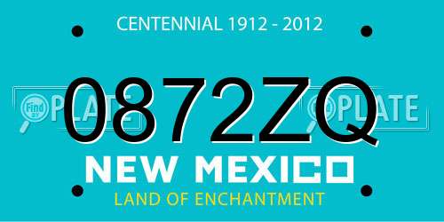 0872ZQ New Mexico License Plate