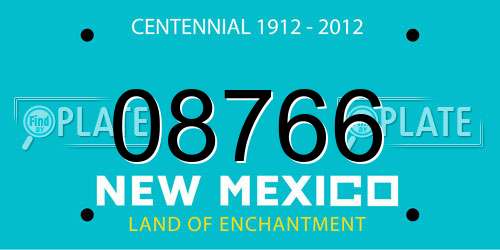 08766 New Mexico License Plate