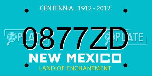 0877ZD New Mexico License Plate