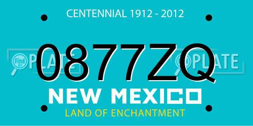 0877ZQ New Mexico License Plate