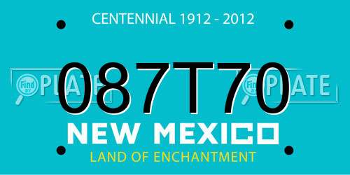 087T70 New Mexico License Plate