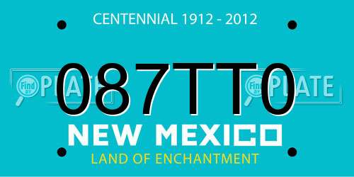 087TT0 New Mexico License Plate