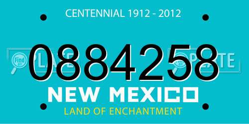 0884258 New Mexico License Plate