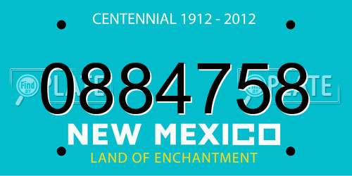 0884758 New Mexico License Plate