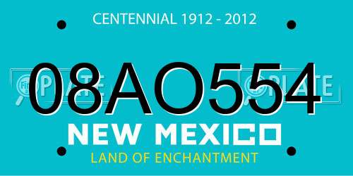 08AO554 New Mexico License Plate